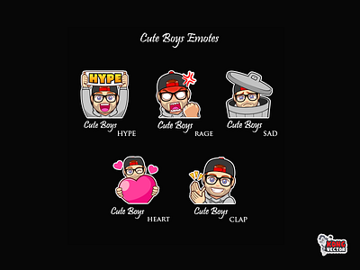 Cute Boys Twitch Emotes cartoon clap customemote cute daily fun design design app emoji emote emoteart emotes graphicforstream heart hype rage sad streamers twitch twitchemote twitchemotes