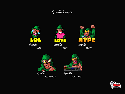 Gorilla Twitch Emotes cartoon creative idea curious customemote design design app emoji emote emoteart emotes graphocforstream hype lol love playing streamers twitch twitchemote twitchemotes