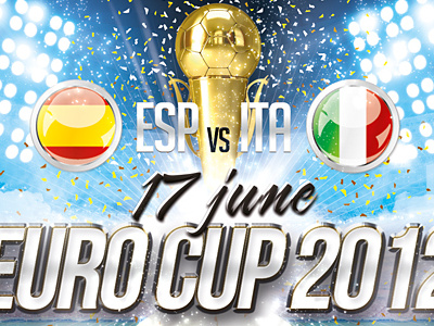 Euro Soccer Cup 2012 PSD Flyer ball champion championship cup euro euro2012 event fans flag flyer football futbol game goal gol league olympic soccer sports stadium template uefa world