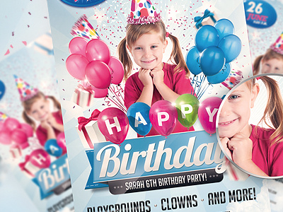 Kids Birthday PSD Invitation Party Flyer