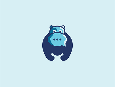 hippo chat logo animal chat chat app cute design hippo logo symbol symbol icon