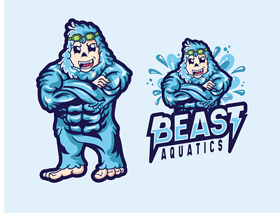 Mascot logo yeti Beast Aquatics Swim Team esportlogo illustraion logo mascot mascotlogo team logo yeti