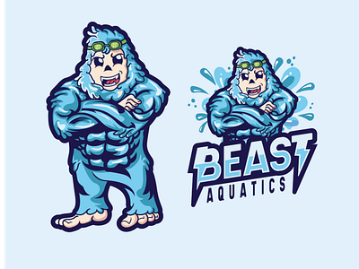 Mascot logo yeti Beast Aquatics Swim Team