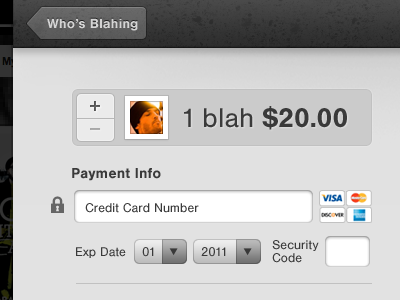 1 blah $20 checkout ecommerce form payment wip