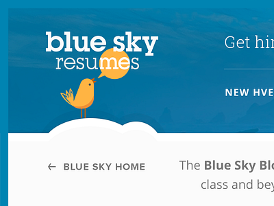 Blue Sky Resumes Blog Updates animal bird blog blue clouds logo open sans responsive sky slab serif