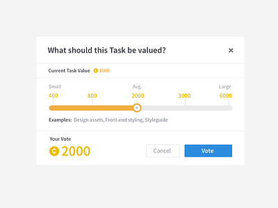 Voting on Tasks (bounties) gauge slider value voting
