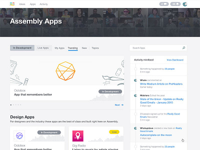 Assembly Apps Page Idea activity assembly featured graphs header tiles