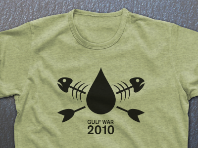 Gulf War 2010. For Charity. Now on Sale. black charity green logo oil sale shirt tee