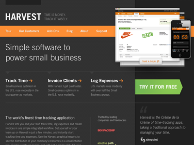 Experimental New Direction for Harvest Invoicing App font face green grey news gothic orange trade gothic web app wip