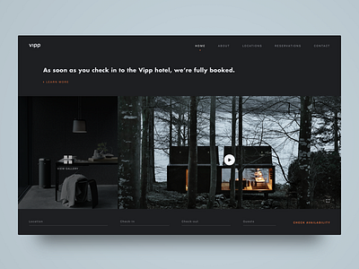 Dark UI Hotel Booking Page