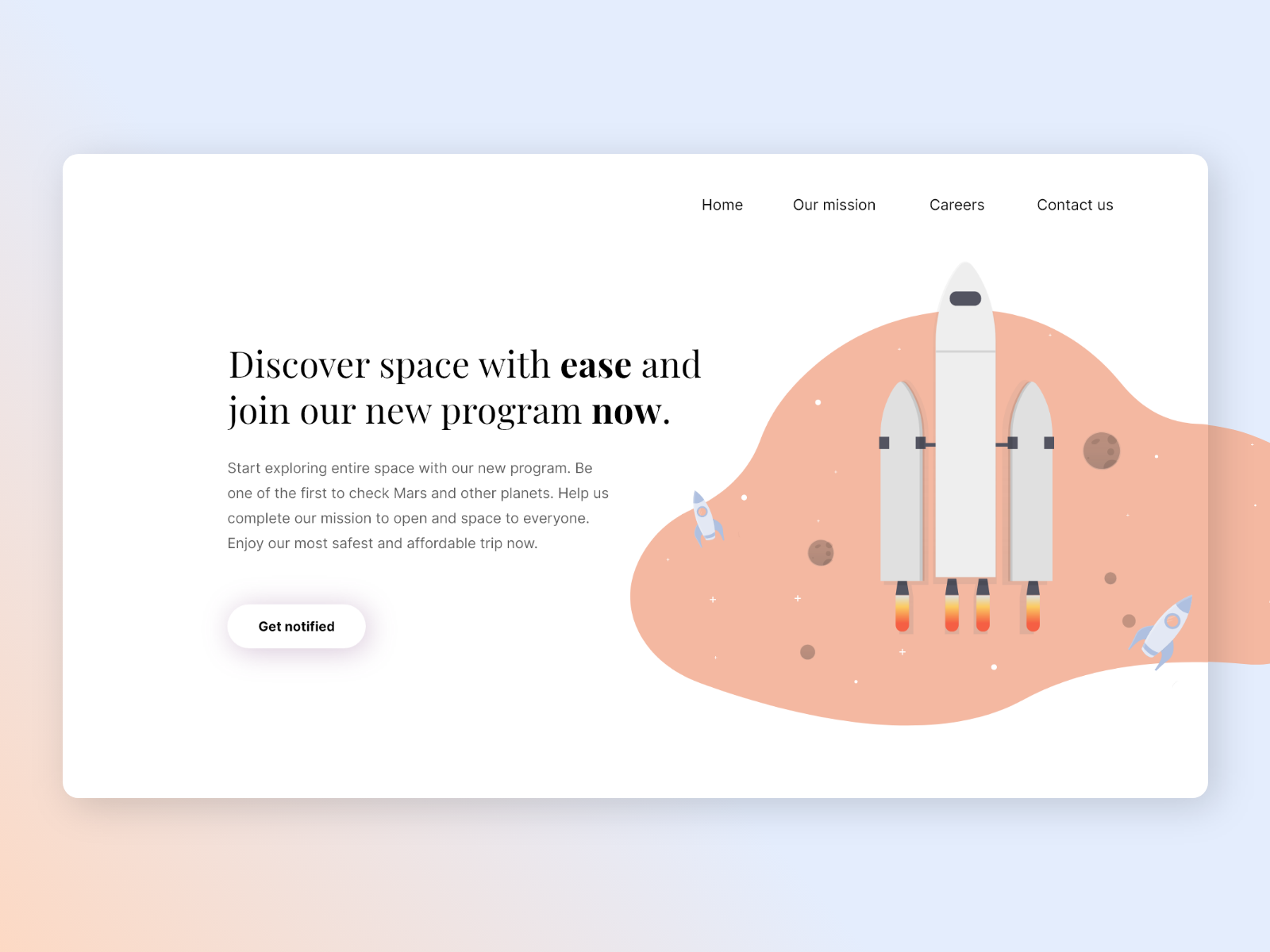 Space travel - landing page by Djordje Jovanovic on Dribbble