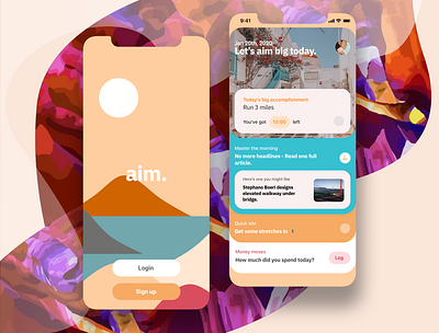 Aim Goal Application Concept app design feed goals home illustration login product design ui uidesign uiux ux uxdesign