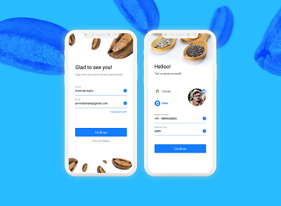 Login & Profile Screens for Grocery online e-Commerce app branding clean design flat fruits grocery grocery app grocery store identity mall minimal online shopping typography ui ux vegetables