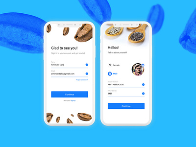 Login & Profile Screens for Grocery online e-Commerce app