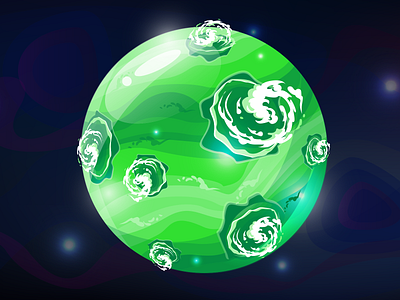 Green planet circle daily drawing experiment green illustration outerspace planet practice toxic