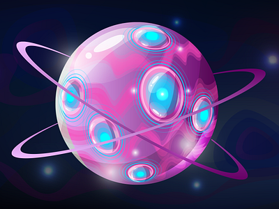 Purple planet blue circle daily drawing experiment illustration outerspace planet practice purple vector