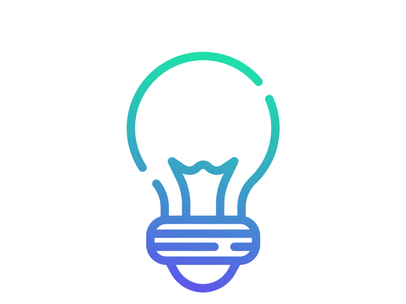 "Branding" icon, animated icon animated animation blink branding experiment gradient icon lightbulb practice simple wink