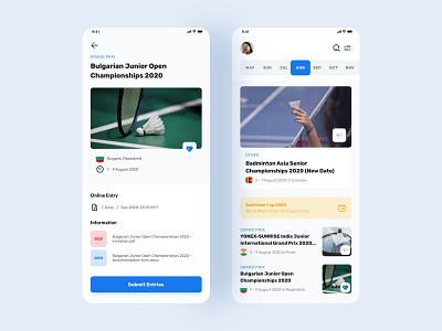 Badminton Calendar adobe xd app badminton calendar concept design interface madewithadobexd mobile ui ux web