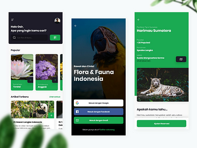 Flora & Fauna Mobile Apps adobexd animal app clean green iphone madewithadohexd mobile plants ui ux