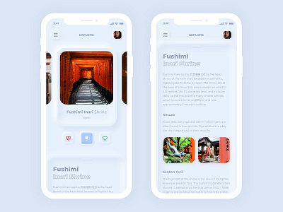 Explore #Neumorphism adobe xd app concept design destination explore interface neumorphic neumorphism skeumorphism skeuomorph softui travel ui ux whitespace