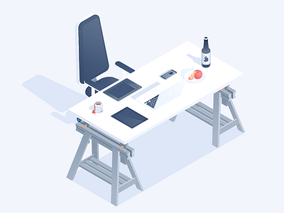 Work space 2d 3s apple chair coffee designer desk ikea illustration ipad isometric macbook