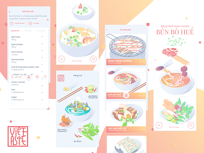 Vietaste App 2d design flat food illustration illustrator isometric logo mobile app ui design ux design