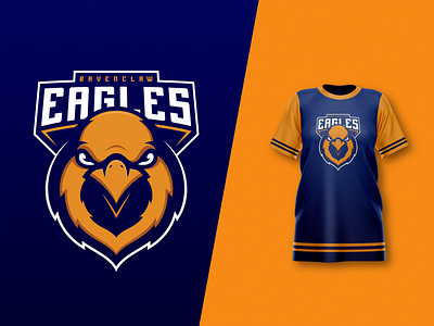 Ravenclaw Eagles colour eagle illustration illustrator jersey mascot design sports logo vector
