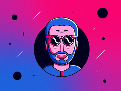 Spaced Out colour flat illustration illustrator retro space sunglasses vector