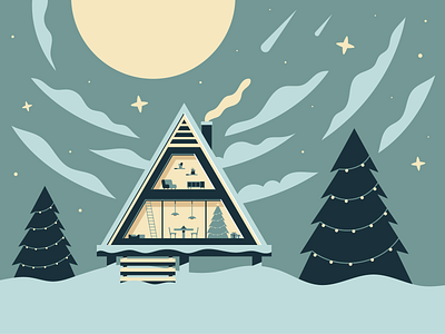 Favourite Hideout cabin holidays illustration illustrator vector winter