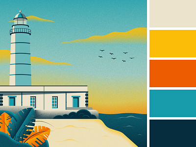 Lighthouse beach colour formentera ibiza illustration illustrator lighthouse ocean screenprint vacation vector
