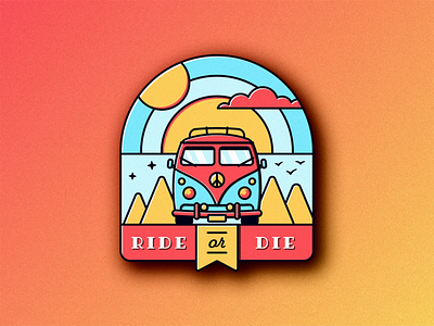 Ride or Die badge car illustrator photoshop retro vector art vector illustration volkswagen