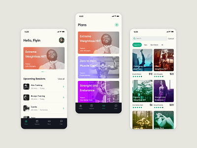 Personalised Fitness App colors design fitness gym health personal trainer product design trainer