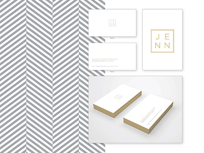 Jenn Branding business card gold logo mark typography