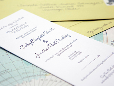 Fly Away With Us Invitation international invitation letterpress print travel typography wedding