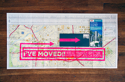 Moving Announcement arrows map moving announcement print screen print silk screen stationery