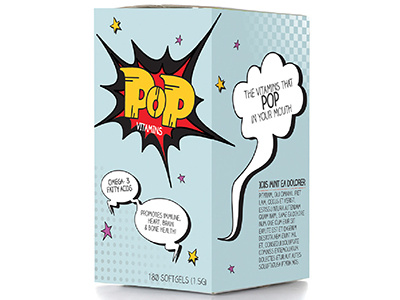 Pop Vitamins comics illustration nutrition packaging print typography