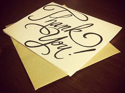 Thank You Note hand drawn lettering print script stationery thank you