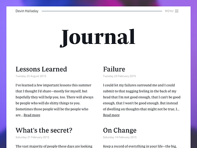 Journal layout idea layout print type web