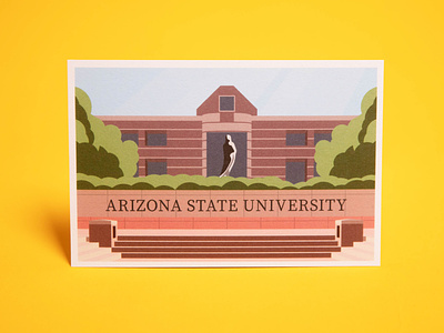 Post Card Illustration #1 architecture arizona arizona state university asu campus design flat graphic design holiday holiday card illustration illustrator post card president print tempe west