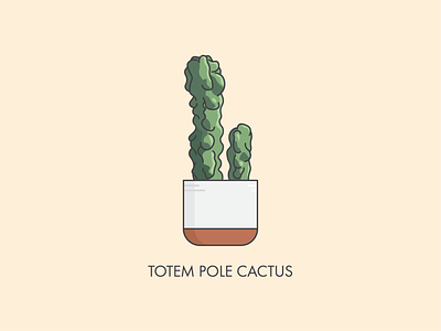 Houseplants - Totem Pole Cactus arizona cacti cactus desert flat graphic design green houseplant illustration indoor plant pole pot potted print succulent tan totem totem pole