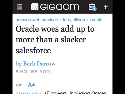 GigaOM article experience, mobile