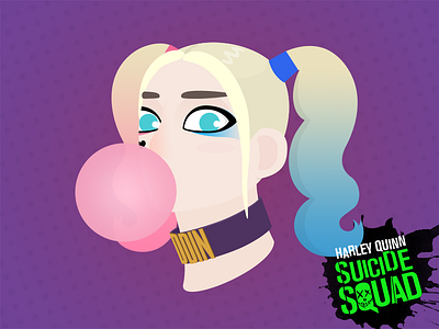 Harley Quinn baseball bat bubble gum character flat girl harley quinn illustrate punk suicide squad