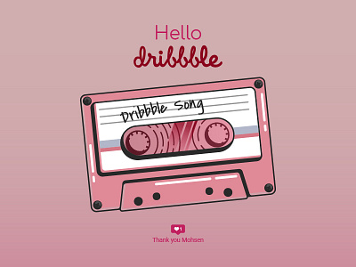 Hello Dribbble cassette dribbbble dribbble hello dribbble illustration invitation invite pink ui ux design ui design