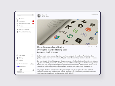 Article app app article podcast reading trip typography ui ui design ux vehicle
