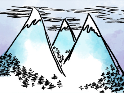 Mountains art digital illustration storybook