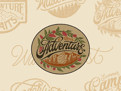 COFFEE & ADVENTURE adventure logo branding company brand logo company branding company logo design font hand lettering handmade illustration labels logo typeface typography vector vintage badges vintage font vintage label vintage logo