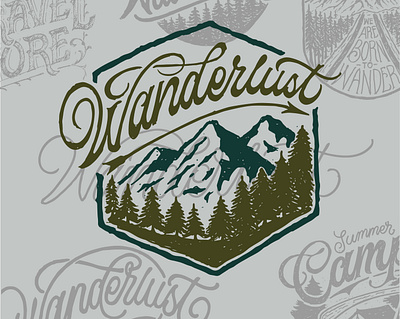 WANDERLUST adventure logo branding branding concept company brand logo company branding company logo design design for sale handmade illustration logo typeface typography ui vintage vintage badge vintage badges vintage logo vintage logo design wanderlust