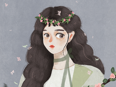 flower & girl illustration