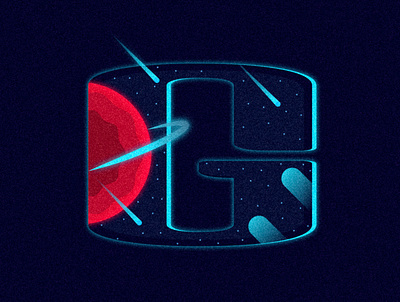 G - Galaxy [36daysoftype2020] color design glow illustration planet rings sky space stars vector