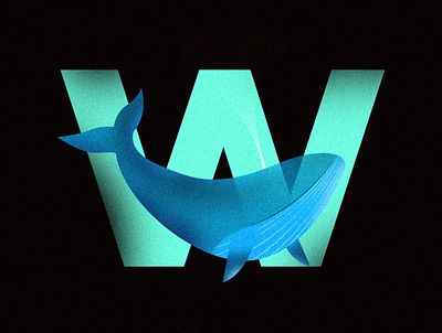 W - Whale [36daysoftype2020] 36daysoftype 36daysoftype07 alphabet colorful illustration letter sea type typography vector w whale